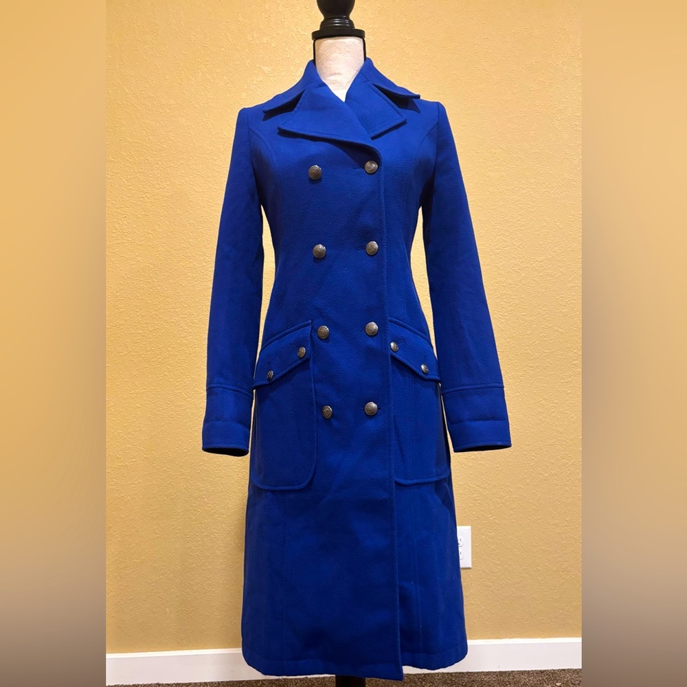 Free People - Elegant Blue/Violet Double-Breasted Women's Pea Coat